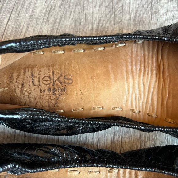 TIEKS by Gavrieli Obsidian Crocodile Ballet Flats Womens Sz 9 Black Foldable - Picture 9 of 10